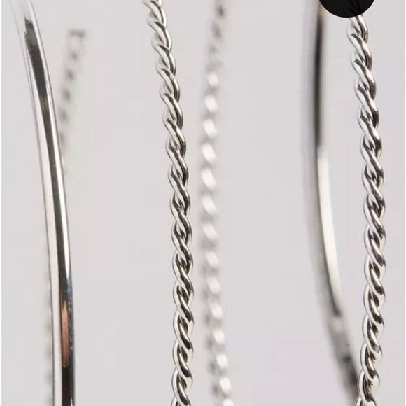 Torrid Elegant Silver textured Hoop Earrings Set - Picture 4 of 5